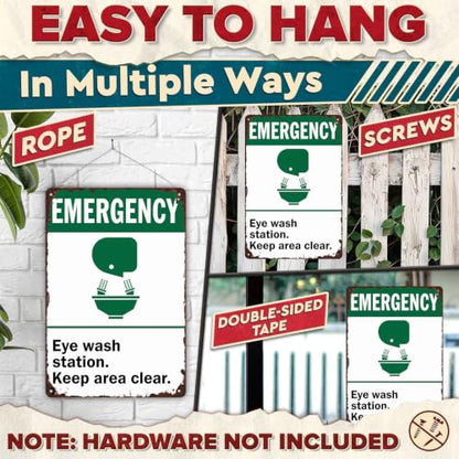 Emergency Eye Wash Station Keep Area Clear Metal Sign 8 x 12 Inch