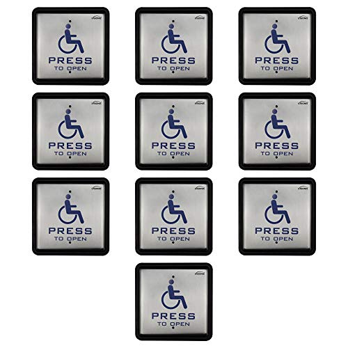 Visionis VIS-7039 Handicap Push to Exit Button, Steel, Back Box, 10 Pack - size: Pack of 10