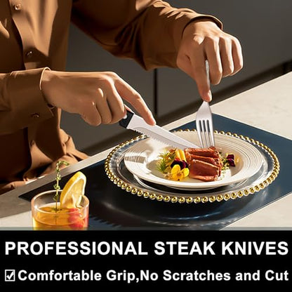 49-Piece Silverware Set with Organizer, Food-Grade Stainless Steel Flatware for 8, Cutlery Utensil Sets with Steak Knives, Rust-proof, Mirror Polished, Dishwasher Safe, Silver Tree Pattern - style: Tree Pattern - Silver