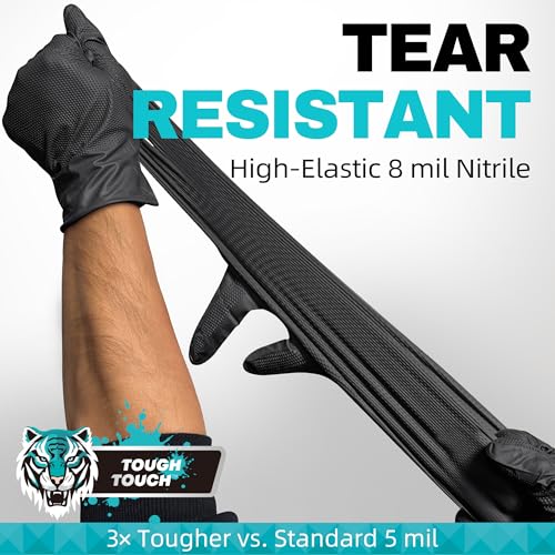 BEASTEK Nitrile Disposable Gloves, 8Mil Latex & Powder Free Chemical Resistant Heavy Duty Cooking Diamond Gloves Black 100Pcs - color: X-large (Black)
