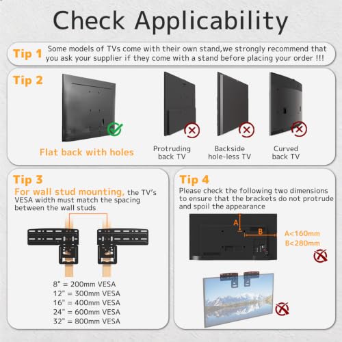 Ultra Slim TV Mount Slim Fit Wall Mount for 43 to 85 inch 2021 Samsung Neo QLED, Q SeriesTVs, Crystal UHD TVs, The Frame TV (excluding Q80A, AU7000), Hold up to 132 lbs, Max VESA 1200x800