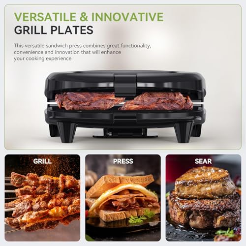 OSTBA Panini Press Sandwich Maker, 2-Slice Sandwich Toaster Grill