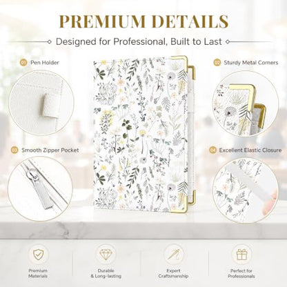 Server Book,7 Pocket Zipper Organizer,Server Books for Waitress - color: Floral3