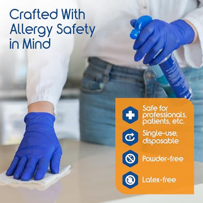 Inspire Cobalt Blue Nitrile Disposable Gloves | 4.5 Nitrile Safety Medical Exam Cooking Cleaning Disposable Gloves - size: Medium, style: Blue - Box of 100
