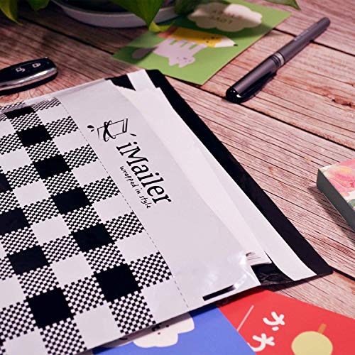 100 Count - 12 x 15.5 inch, Poly Mailer Black Gingham Plaid Package Envelope, Mailing Shipping Bags with Self Seal Strip - color: Black Gingham Plaid, size: 12" x 15.5"