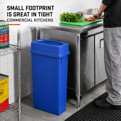 23 Gallon Slim Jim Rectangular Dark Blue Trash Can with Lid | 3 PACK - color: Dark Blue with Lid