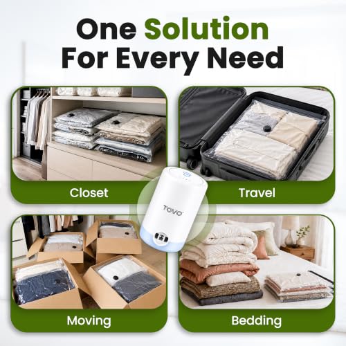 Compression Packing Bags with Rechargeable Air Pump, 20 Pack Combo Size Vaccum Bags for Luggage and Suitcase, Space Saver Vacuum Storage Bags for Clothes, Bedding, Blankets and Moving