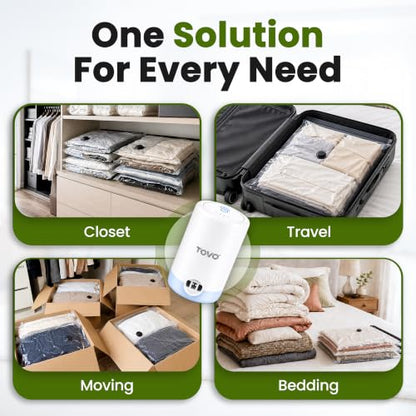 Compression Packing Bags with Rechargeable Air Pump, 20 Pack Combo Size Vaccum Bags for Luggage and Suitcase, Space Saver Vacuum Storage Bags for Clothes, Bedding, Blankets and Moving