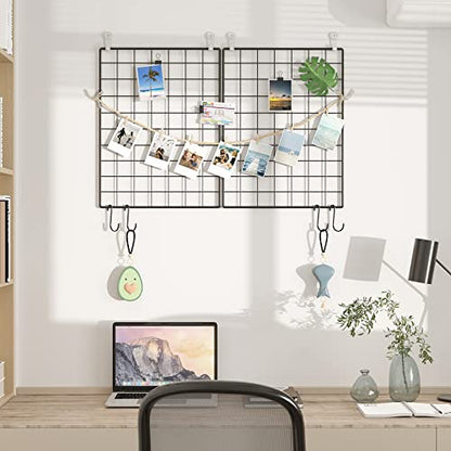 C&AHOME Photo Wall Display Set of 2, Wall Grid Panel, 17.7" x 25.6", Black - color: Black, size: 15.7 x 11.8 (40x30cm)