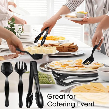 Patelai 48 Pcs Plastic Serving Utensils Disposable Serving Spoon Fork Tong