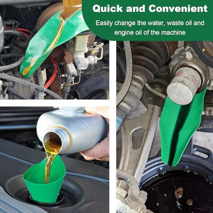 Reused Flexible Foldable Oil Funnel, Multi-Purpose Form a Funnels for Automotive Use, Easy to Clean Small Wide Mouth Funnel for Oil Drain, Available in Green