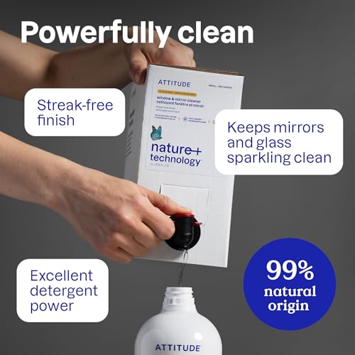ATTITUDE Glass & Window Cleaner Refill, EWG Verified, Citrus Zest, 67 fl oz - size: 67 Fl Oz (Pack of 1)