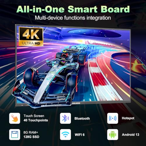 COOLHOOD 75" Smart Board, 4K UHD Touchscreen Interactive Digital Whiteboard Display, Electronic All-in-One Computer for Classroom Office Home Business w/Open App Ecosystem (Board & Wall Mount Only) - size: 75Inch