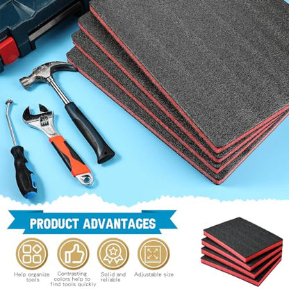 Outus 4 Pcs Polyethylene Foam, 16 x 12 x 1 Inch, Red, Black - color: Red, Black, size: 16 x 12 x 1 Inch