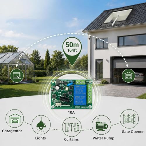 QIACHIP 110V 120V 220V Wireless RF Remote Control Relay Switch Universal 2-Channel 433MHz Receiver with 4 pcs Transmitters for Garage Door Openers, Cars, LED Lights & More (KR2202) - color: KR2202+4KT05（AC 85~220V 2-CH）