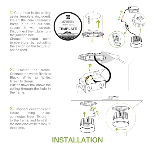 ASD 2 Inch Trimless LED Recessed Ceiling Light Fixture, Mud-in Canless Downlight with Junction Box, 5CCT Selectable 2700K-5000K, 8W 643 Lumens, CRI90+, Anti-Glare, Dimmable, IC & Wet Rated, ETL - color: White 1 Pack, size: 2" 8 Watt