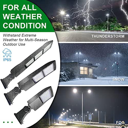 LED Parking Lot Lights 300W Shoebox Street Pole Lighting Fixture 4000K - color: 300W + (100-277V 4000K), size: Adjustable Direct Arms Mount Bracket