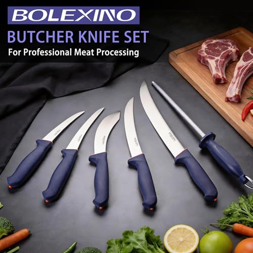 6PCS Butcher Knife Set for Meat Cutting – Stainless Steel Blades - style: 6PCS Knife Set