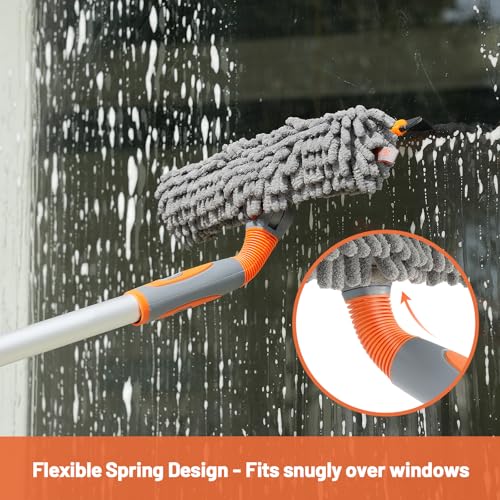 Eazer 65'' Squeegee Window Cleaner 2 in 1 Rotatable Window Cleaning Tool Kit with Telescopic Pole, Window Washing Equipment with Bendable Head for Indoor/Outdoor Window and Car Glass - EAW01 Pro - size: 65inch