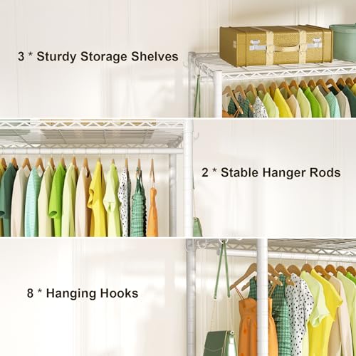 FUTASSI Rolling Clothes Rack, Clothing Racks for Hanging Clothes, White - color: White, size: P3 Plus