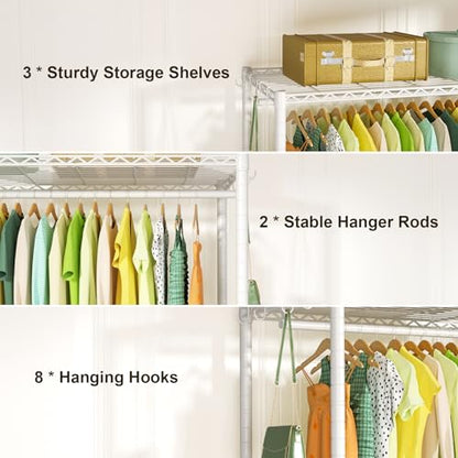 FUTASSI Rolling Clothes Rack, Clothing Racks for Hanging Clothes, White - color: White, size: P3 Plus