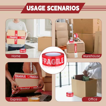 Ciieeo Fragile Packing Tape Fragile Warning Tape Stickers Seal Stickers Sealing Fragile Labels Packaging Heavy Duty Packing Care for Small Business Moving Box 1 Roll 100M
