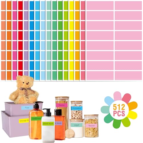512 Color Coding Labels, 16 Colors Blank Stickers Mini Rectangular Labels 3 x 1”, Colored Assorted Sticker for Marking Projects, Boxes, Jars, Storage Containers, Files - size: 3" x 1"