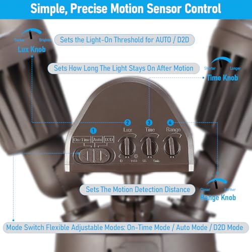 LEONLITE 3CCT Motion Sensor Security Lights Dusk to Dawn IP65 Bronze - color: Bronze (3000K/4000K/5000K)