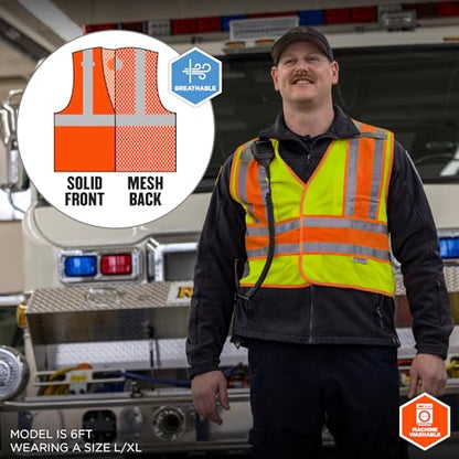 Ergodyne Public Safety Reflective Vest, High Visibility, ANSI Compliant, Breakaway, L/XL, Ergodyne GloWear 8245PSV - color: Lime, size: Large-X-Large