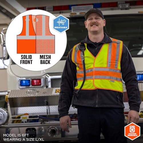 Public Safety Reflective Vest, High Visibility, ANSI Compliant, Breakaway, 6XL/7XL, Ergodyne GloWear 8245PSV,Lime - color: Lime, size: 6X-Large-7X-Large