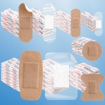 Geiserailie 300 Pcs Adhesive Fabric Bandages Bulk,Clear and Fabric Bandage - style: Clear and Fabric Bandage
