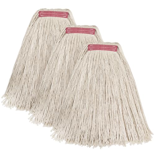 Matthew Cleaning 20oz 3Pack Cotton Floor Mop,Cotton Looped-Open String Heavy Duty String Refills, Universal Headband Blend,Mop Head Replacement for Home, Industrial and Commercial Use(White) - color: White, size: 20oz 3 Pack