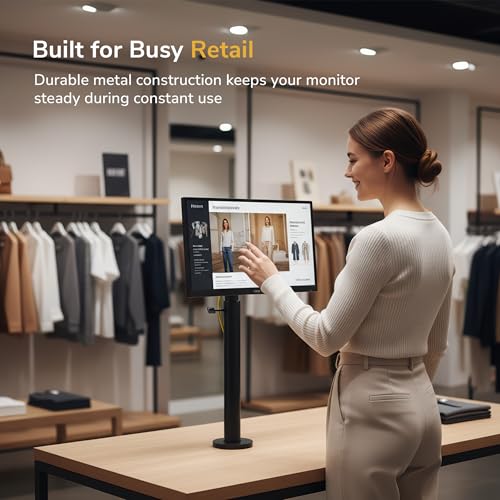 Mount-It! POS Monitor Mount for Retail Checkout & Reception Counters - Extra Tall Height Adjustable Pole with Secure Bolt-Down Base, VESA 75x75 & 100x100 Compatible - Fits 13–32” Monitors, 33 lbs - style: 20-32.3 Inches
