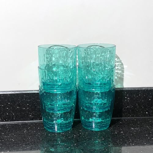 15-Ounce Plastic Tumblers (Set of 6), Reusable Plastic Mugs, BPA-Free Acrylic to Drink Mugs, Shatter Resistant, Textured Interior, Dishwasher Safe (Cyan, 15 Ounce) - color: Cyan, size: 15 Ounce