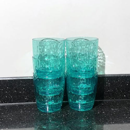 15-Ounce Plastic Tumblers (Set of 6), Reusable Plastic Mugs, BPA-Free Acrylic to Drink Mugs, Shatter Resistant, Textured Interior, Dishwasher Safe (Cyan, 15 Ounce) - color: Cyan, size: 15 Ounce