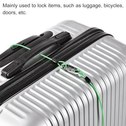 PATIKIL Security Steel Cable 2.5mm x 1m/3.28ft Coated Luggage Lock Wire Rope with Double Loop Green 2 Pack - color: Green, size: 2.5mmx1m