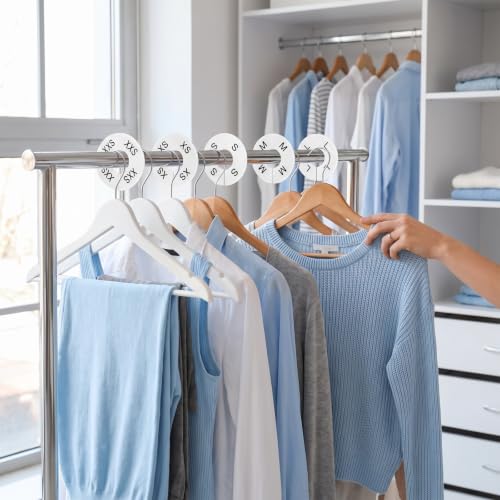 8Pcs White Closet Divider Round Clothing Rack Size Dividers