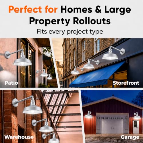 14in. Galvanized Outdoor Gooseneck Barn Light, 5000K Cool White, 2 Pack - color: Galvanized (2 Pack), size: 13 in. Straight Arm