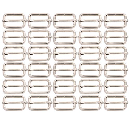 BIKICOCO Metal Slide Adjuster Buckle Tri-Glides with Movable Center Bar, for Straps, 1 x 0.6 Inch, Silver, Pack of 30 - color: Silver X 30 Pcs