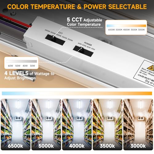 4FT Vapor Tight LED Fixture, 60W/50W/40W/30W 7800LM LED Vapor Proof Light Fixture 6000K/5000K/4000K/3500K/3000K,100-277V, ETL Listed, IP65 Waterproof Shop Lights for Garage, Warehouse, Workshop, 4Pack - size: 4FT-4PACK