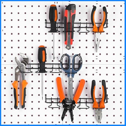Coume 4 Pcs Pegboard Tool Holder Hooks for Screwdriver Pliers, Black - color: Black