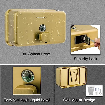 Wall Mounted Commercial Soap Dispenser Bathroom, Horizontal Gold - color: Horizontal Gold