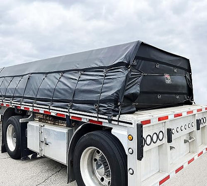 Mytee Products 12' x 27' Flatbed Truck Tarps Steel Tarp - Black - size: 12' x 27' (2' Drop)