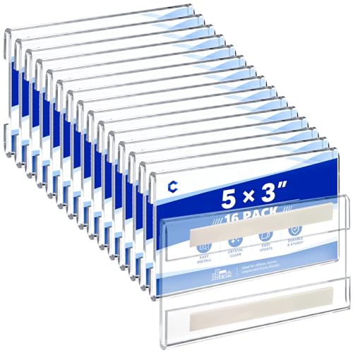 16 Pcs 5 x 3 Acrylic Sign Holder Wall Mount with Tape Adhesive - style: 16 Pcs-5×3 Inch-Horizontal