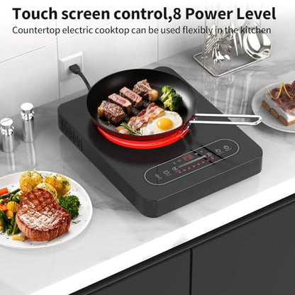 GIHETKUT Single Burner Electric Cooktop,110V 1800W Electric Stove Top with LED Touch Control,10 Power Levels, Timer, Safety Lock,Portable cooktop - size: Single Burner Electric Cooktop