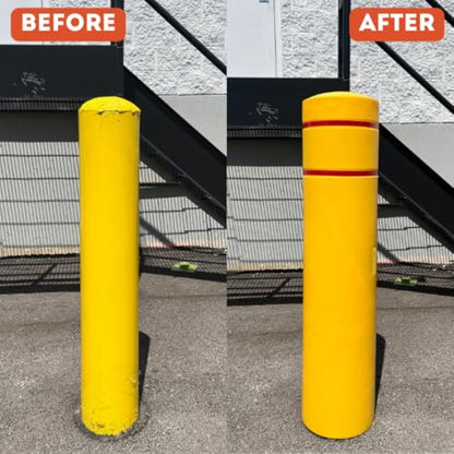 BollardGard 4" x 52" Bollard Cover White - Innoplast (White Black Tape) - color: White Black Tape, size: 1-Pack