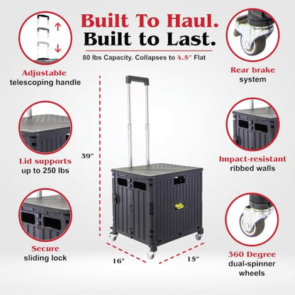 dbest Products Quik Cart 360 Collapsible Rolling Crate on Wheels - Black - color: Black, style: 360