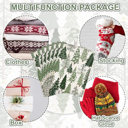 JarThenaAMCS 100Pcs Christmas Poly Mailer 10 x 13 Inch Green Xmas Tree Packaging Bags Forest Woodland Self Seal Mailing Envelope Bags for Winter Small Business Clothing