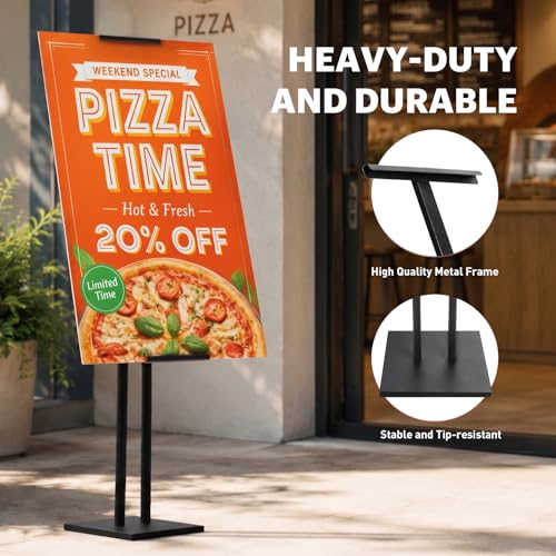 Poster Stand, Heavy Duty Adjustable Sign Holder Stand Height Up to 60 Inches and 180° Rotation Poster Holder for Board & Foam 2PC