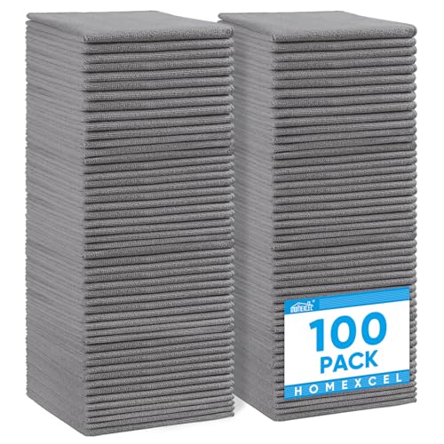 HOMEXCEL 100PK Microfiber Cleaning Cloth, Cleaning Rag for Home, 11.5x11.5 - color: Grey